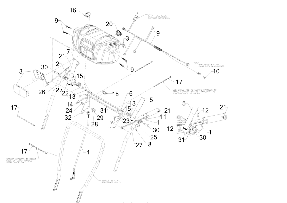 Panel Diagram and Parts List for 3X30-INCHPRO (31AH8ESU710)(2017) Cub Cadet Snow Blower